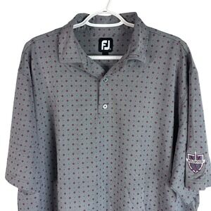 FootJoy Golf Mens "Millwood Country Club" Polo Shirt‎ XL Gray Geometric Stretch